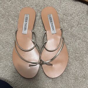 Steve Madden Metallic Gold Strappy Slide Sandals